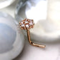 14Kt Yellow Gold Clear CZ Flower L Bend Nose Ring