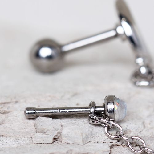 316L Stainless Steel Moon Chain Nose + Cartilage Earring