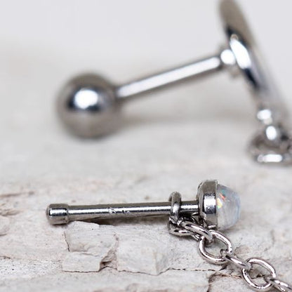 316L Stainless Steel Moon Chain Nose + Cartilage Earring