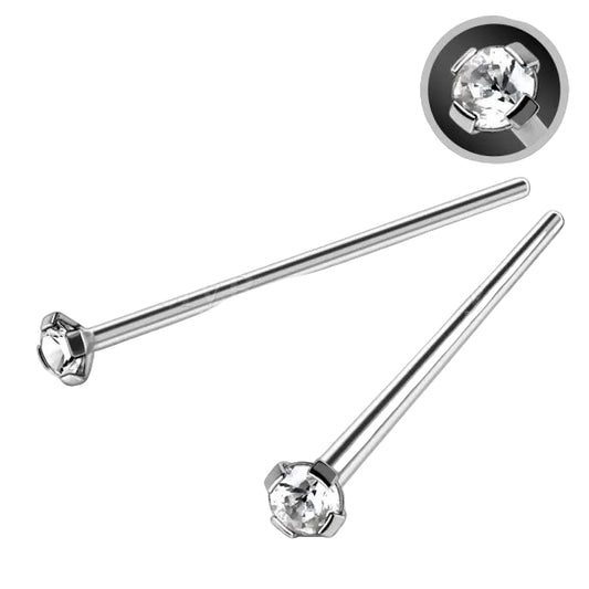 316L Stainless Steel Prong Set CZ Fishtail Nose Ring