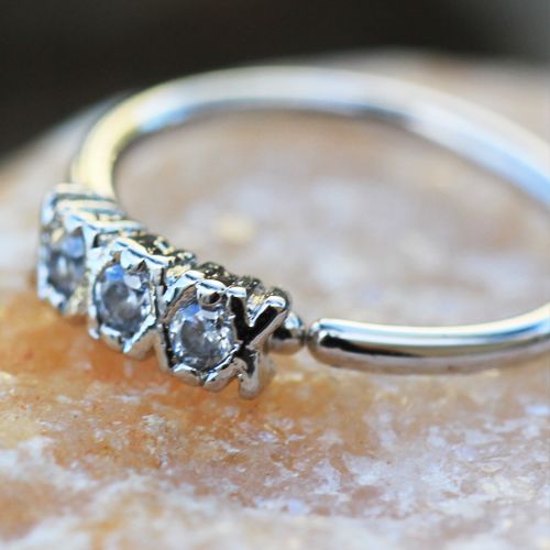 316L Stainless Steel Synthetic Triple CZ Cartilage Earring / Nose Hoop Ring