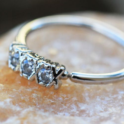 316L Stainless Steel Synthetic Triple CZ Cartilage Earring / Nose Hoop Ring