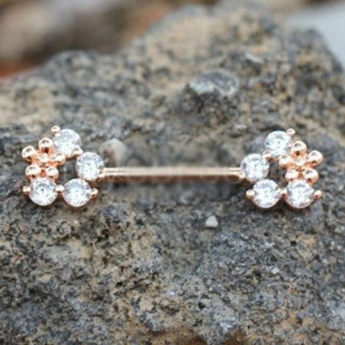 Rose Gold Plated Flower Fields Nipple Bar | Fashion Hut Jewelry