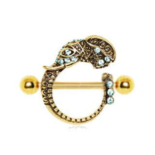 Gold Plated Tribal Elephant Nipple Shield | Fashion Hut Jewelry