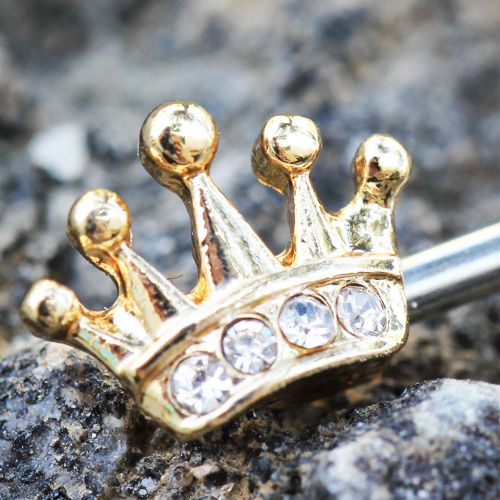 Gold Princess Crown Nipple Bar