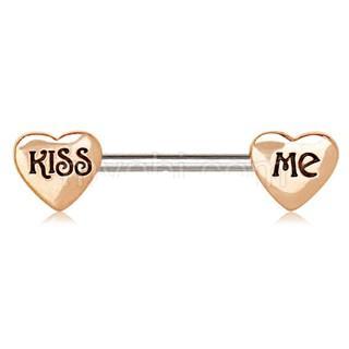 Rose Gold "Kiss Me" Heart Nipple Bar | Fashion Hut Jewelry