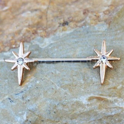 Rose Gold Northern Star Nipple Bar | Fashion Hut Jewelry