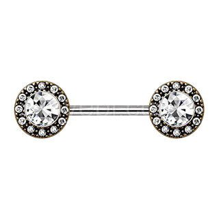 Antique Gold Plated Grand Cubic Nipple Bar | Fashion Hut Jewelry