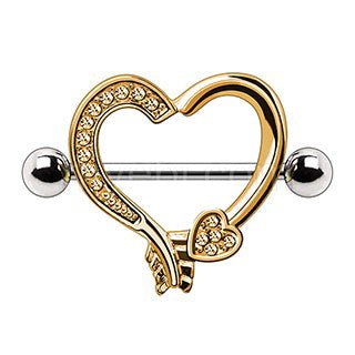 Gold Plated Arrow Heart Nipple Shield | Fashion Hut Jewelry