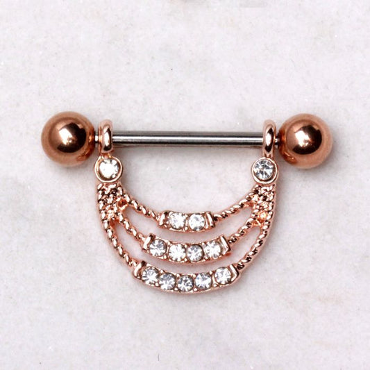 Rose Gold Plated Triple Layer Rope Nipple Shield