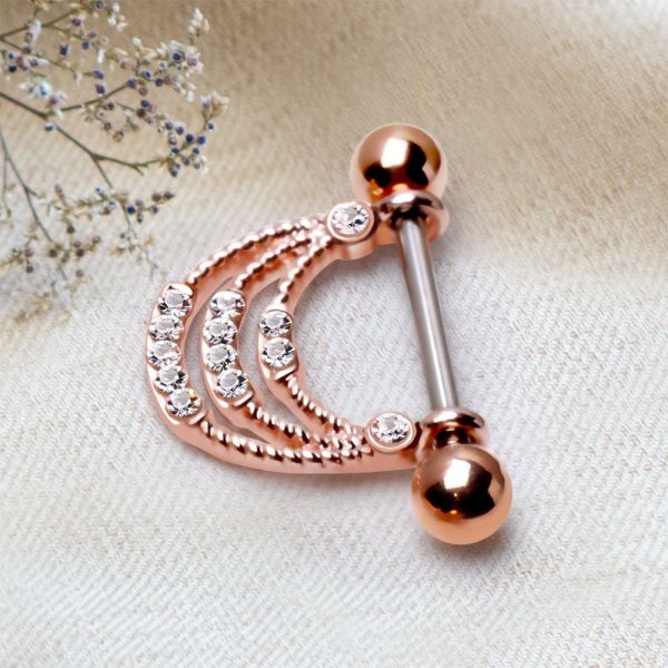 Rose Gold Plated Triple Layer Rope Nipple Shield