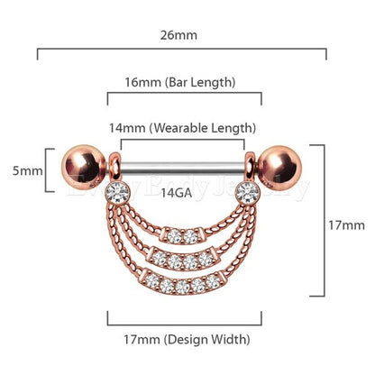 Rose Gold Plated Triple Layer Rope Nipple Shield