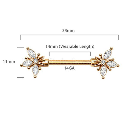 Gold Plated Ornate Flower Nipple Bar
