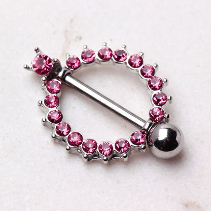 316L Surgical Steel Nipple Ring with Multi CZ Ring