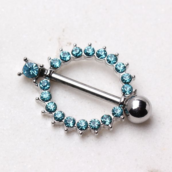 316L Surgical Steel Nipple Ring with Multi CZ Ring