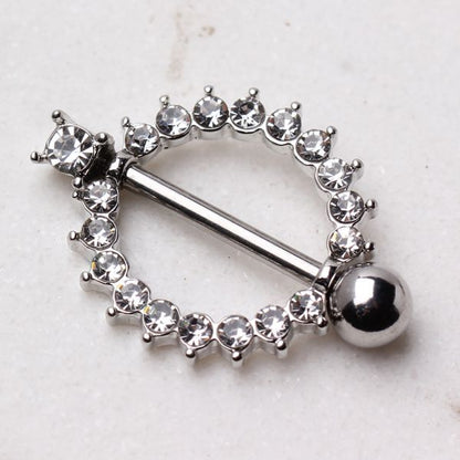 316L Surgical Steel Nipple Ring with Multi CZ Ring