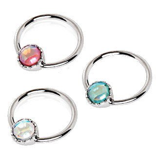 316L Stainless Steel Rainbow Rhinestone Captive Bead Ring Nipple Jewelry | Fashion Hut Jewelry