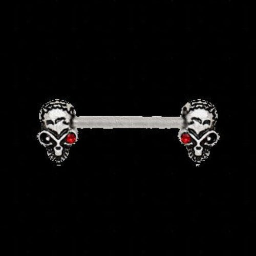 316L Stainless Steel Red Eye Alien Skull Nipple Bar | Fashion Hut Jewelry