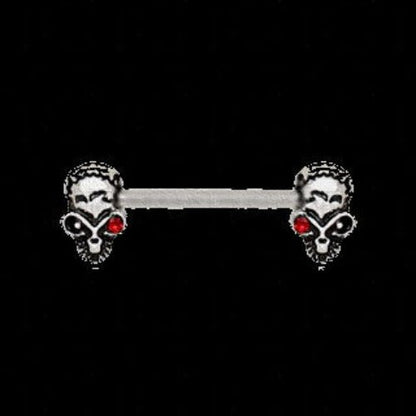 316L Stainless Steel Red Eye Alien Skull Nipple Bar | Fashion Hut Jewelry