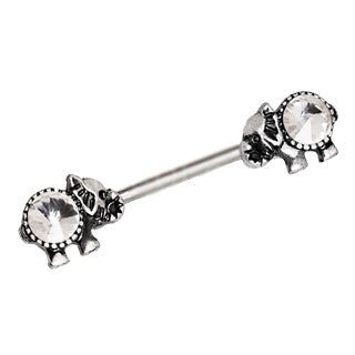 316L Surgical Steel Jeweled Elephant Nipple Bar | Fashion Hut Jewelry