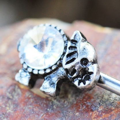316L Surgical Steel Jeweled Elephant Nipple Bar