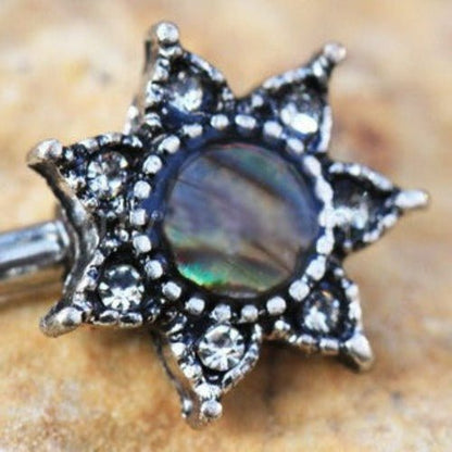 316L Stainless Steel Abalone Shell Inlay Star Nipple Bar - Fashion Hut Jewelry