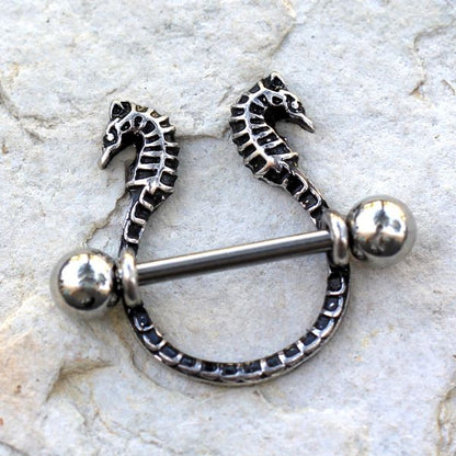 316L Stainless Steel Double Wicked Seahorse Nipple Shield