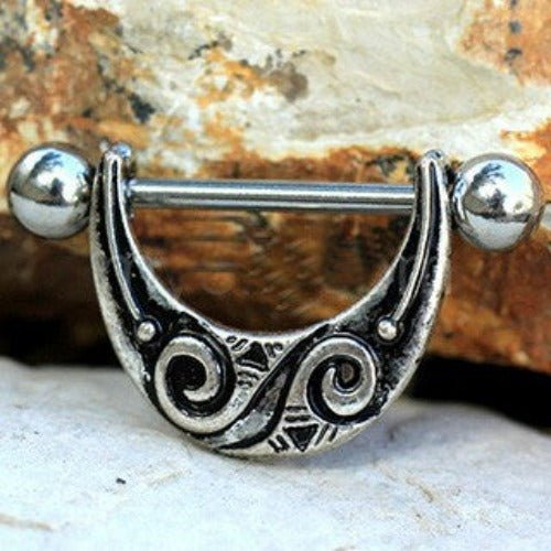 316L Stainless Steel Spiral Tribal Nipple Shield | Fashion Hut Jewelry