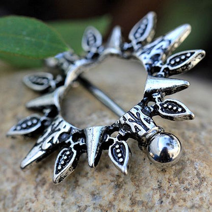 316L Stainless Steel Tribal Design Sunburst Nipple Shield