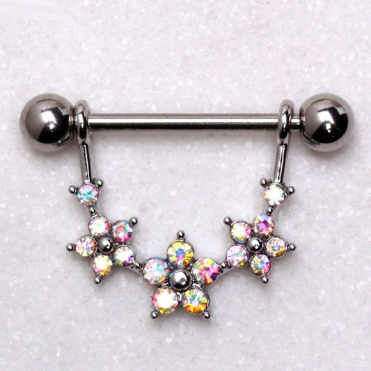 316L Stainless Steel Radiant Triple Flower Nipple Shield