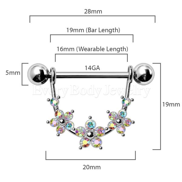 316L Stainless Steel Radiant Triple Flower Nipple Shield