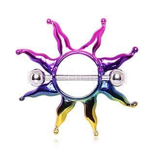 PVD Plated Rainbow Sunburst Nipple Shield | Fashion Hut Jewelry