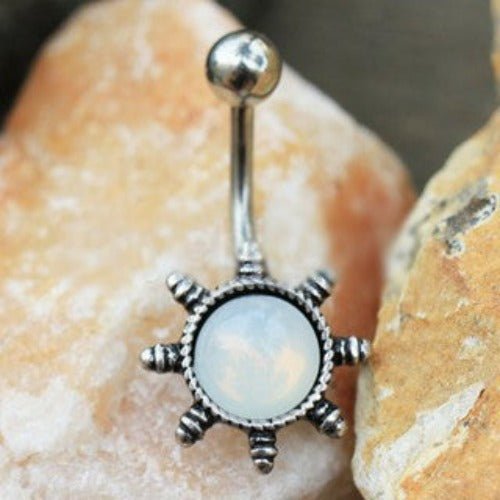 316L Stainless Steel Glaring Sun Navel Ring | Fashion Hut Jewelry