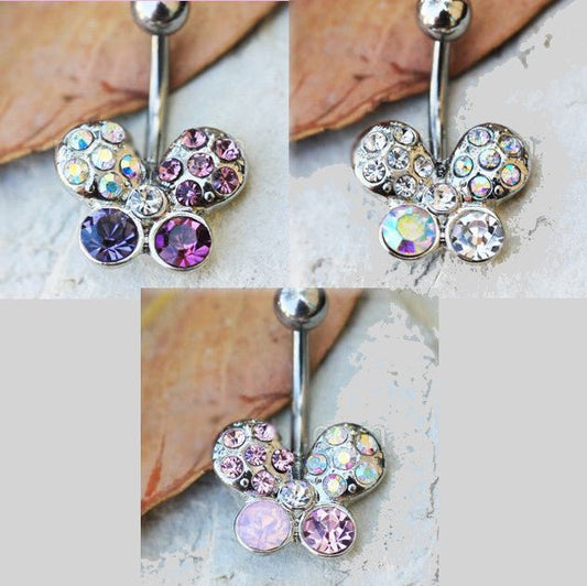 316L Stainless Steel Art of Brilliance Butterfly Gleam Navel Ring | Fashion Hut Jewelry