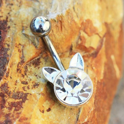 Crystal Cat Navel Ring - Fashion Hut Jewelry