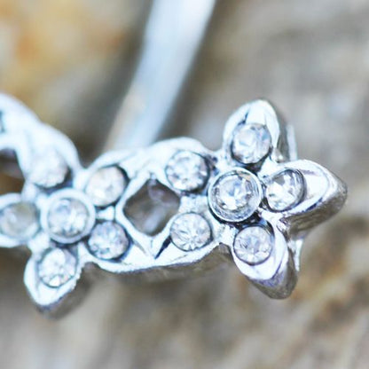 316L Stainless Steel Dainty Triple Flower Navel Ring