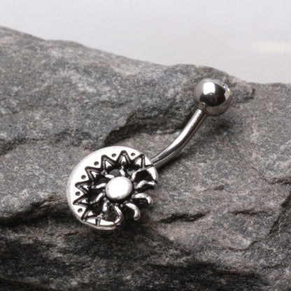 316L Stainless Steel Sun and Moon Navel Ring