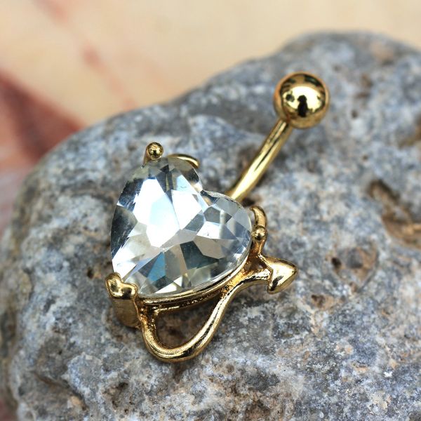 Gold Devil Heart Navel Ring