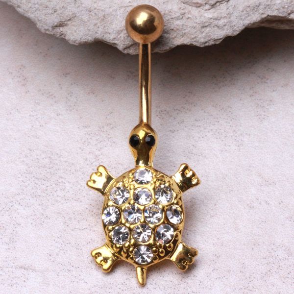 Sea Turtle Gemmed Navel Ring