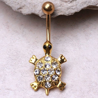 Sea Turtle Gemmed Navel Ring