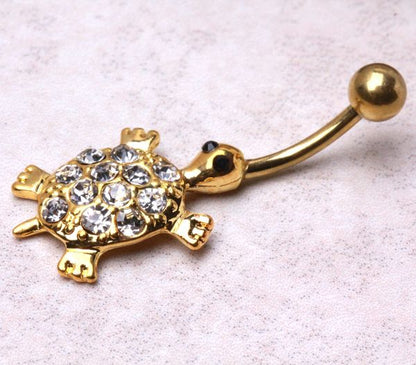 Sea Turtle Gemmed Navel Ring