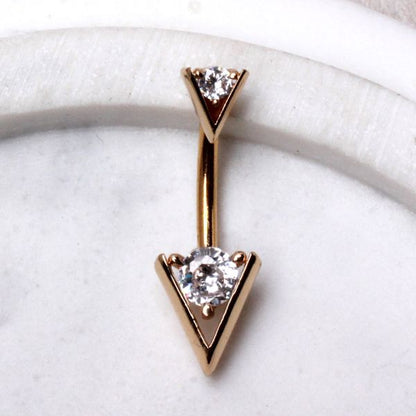 Gold Plated Jeweled Triangle Navel Ring