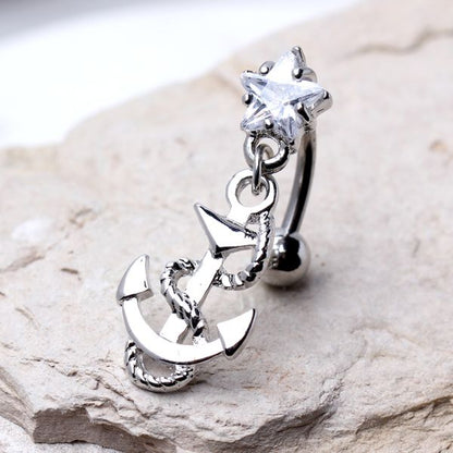 316L Surgical Steel Anchor and Rope Top Down Navel Ring