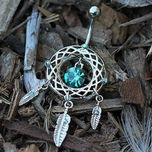 316L Stainless Steel Native Dream Catcher Navel Ring | Fashion Hut Jewelry