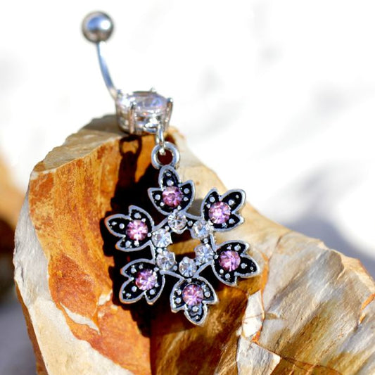 Flower Dangle Navel Ring