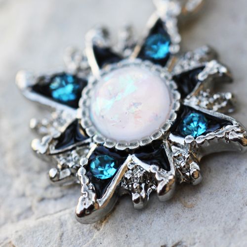 316L Stainless Steel White Opal Sunburst Navel Ring