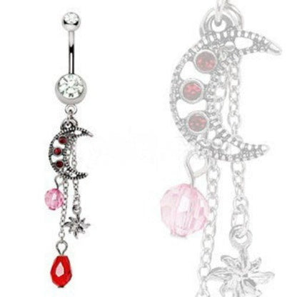 Sun & Moon Dangle Navel Ring | Fashion Hut Jewelry