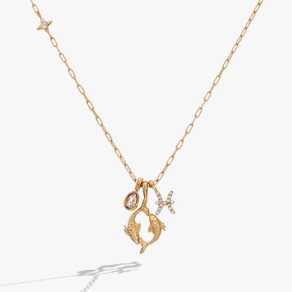 Pisces Zodiac Charm Cluster Necklace - ALEX AND ANI