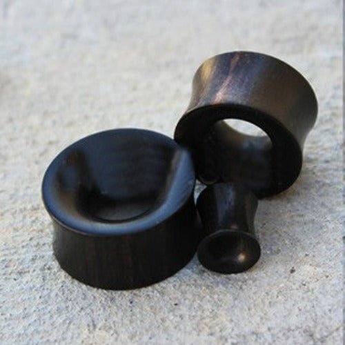 Organic Black Arang Wood Thick Walled Concave Tunnel Plug | Fashion Hut Jewelry