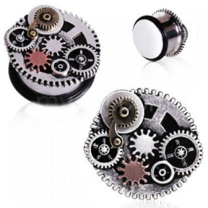 316L Surgical Steel Steampunk Gear Menagerie Plug | Fashion Hut Jewelry